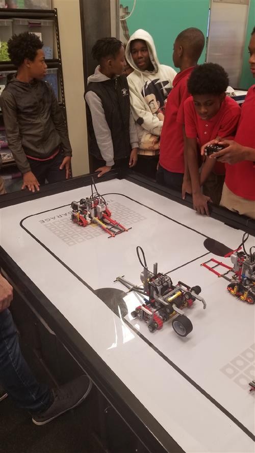 students using robots 
